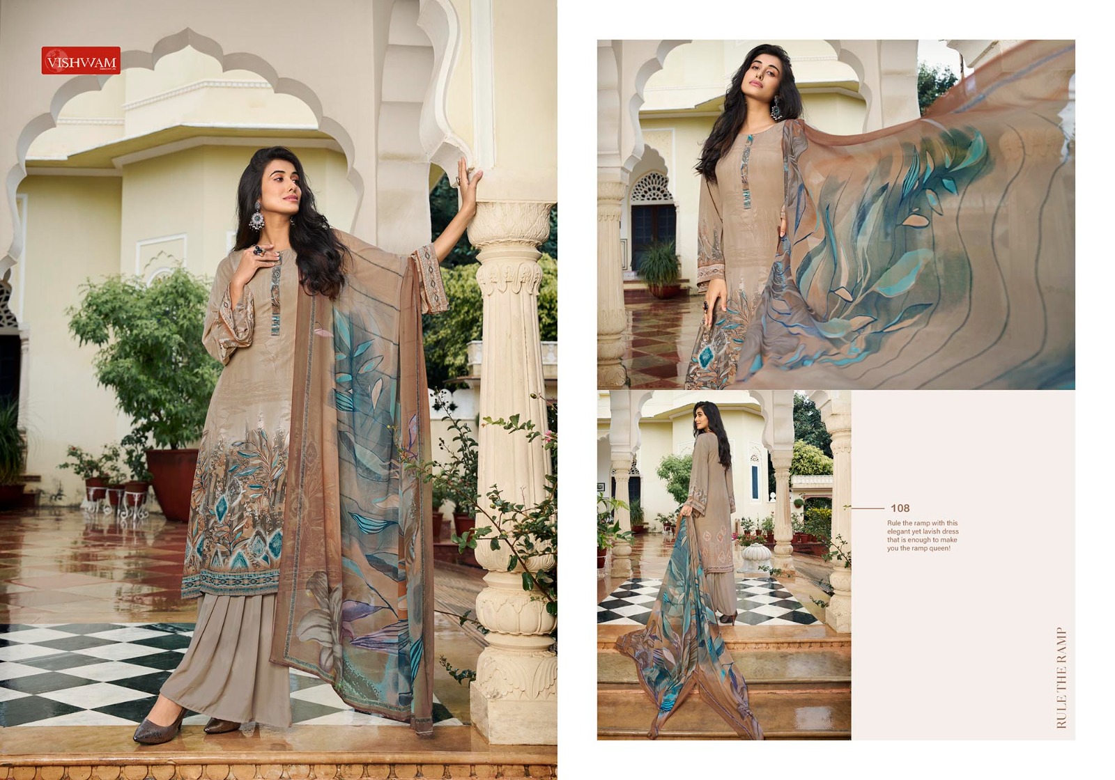 VISHWAM FABRICS ESPRESSO DIGITAL PRINT CREPE SUIT
