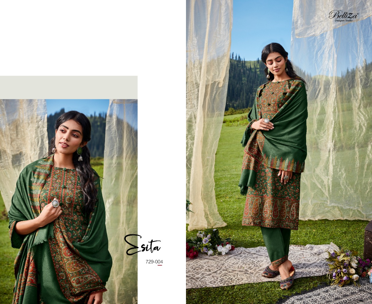 BELLIZA DESIGNER STUDIO FAARIAH WOOLEN PASHMINA DESIGNER SUIT