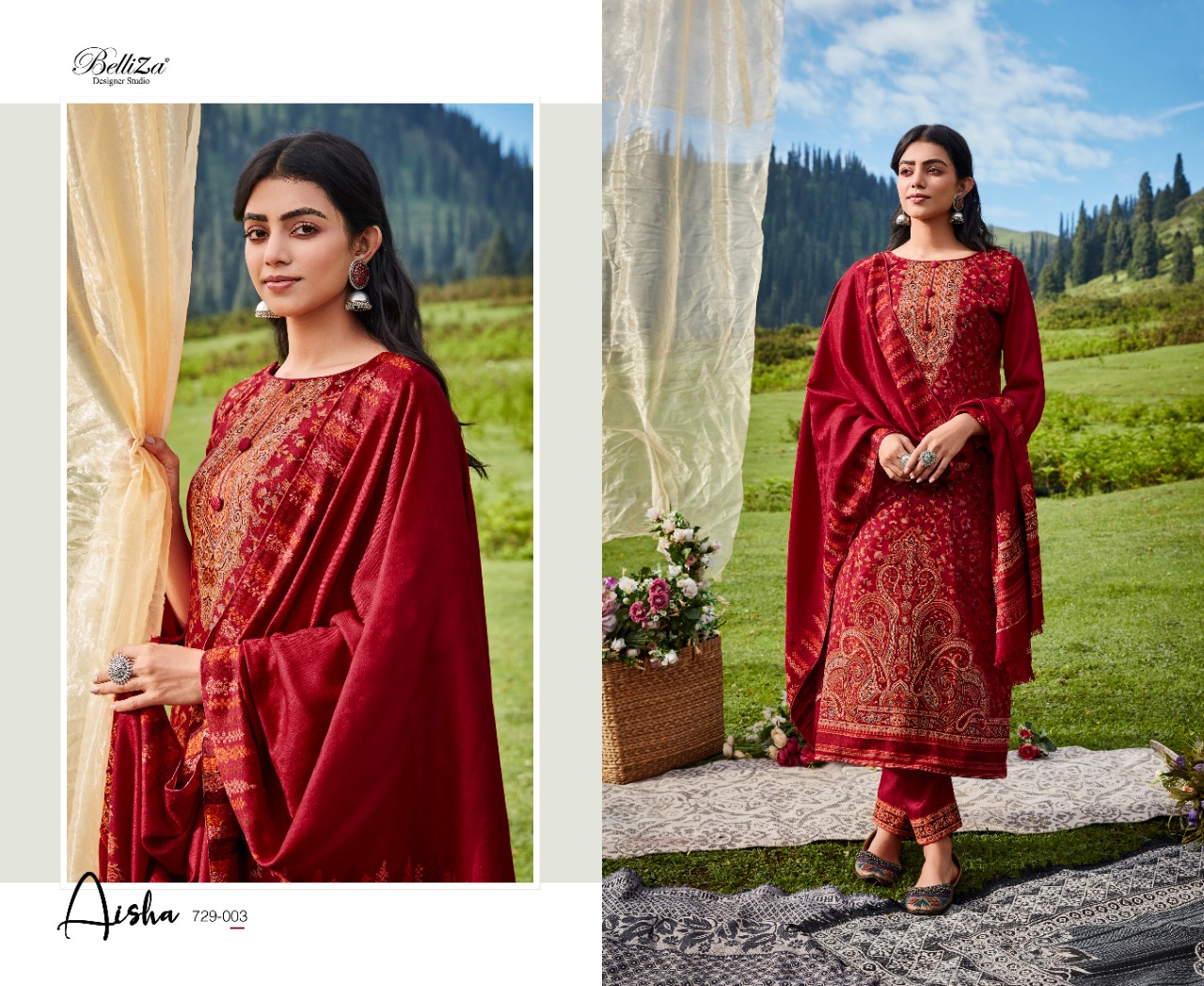 BELLIZA DESIGNER STUDIO FAARIAH WOOLEN PASHMINA DESIGNER SUIT
