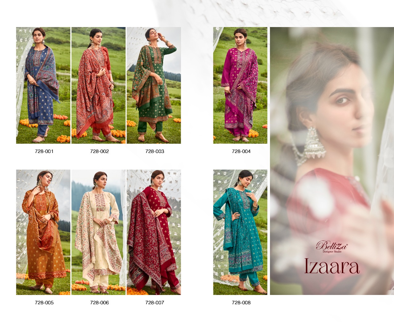 BELLIZA DESIGNER STUDIO IZAARA WOOLEN PASHMINA FANCY WORK SUIT
