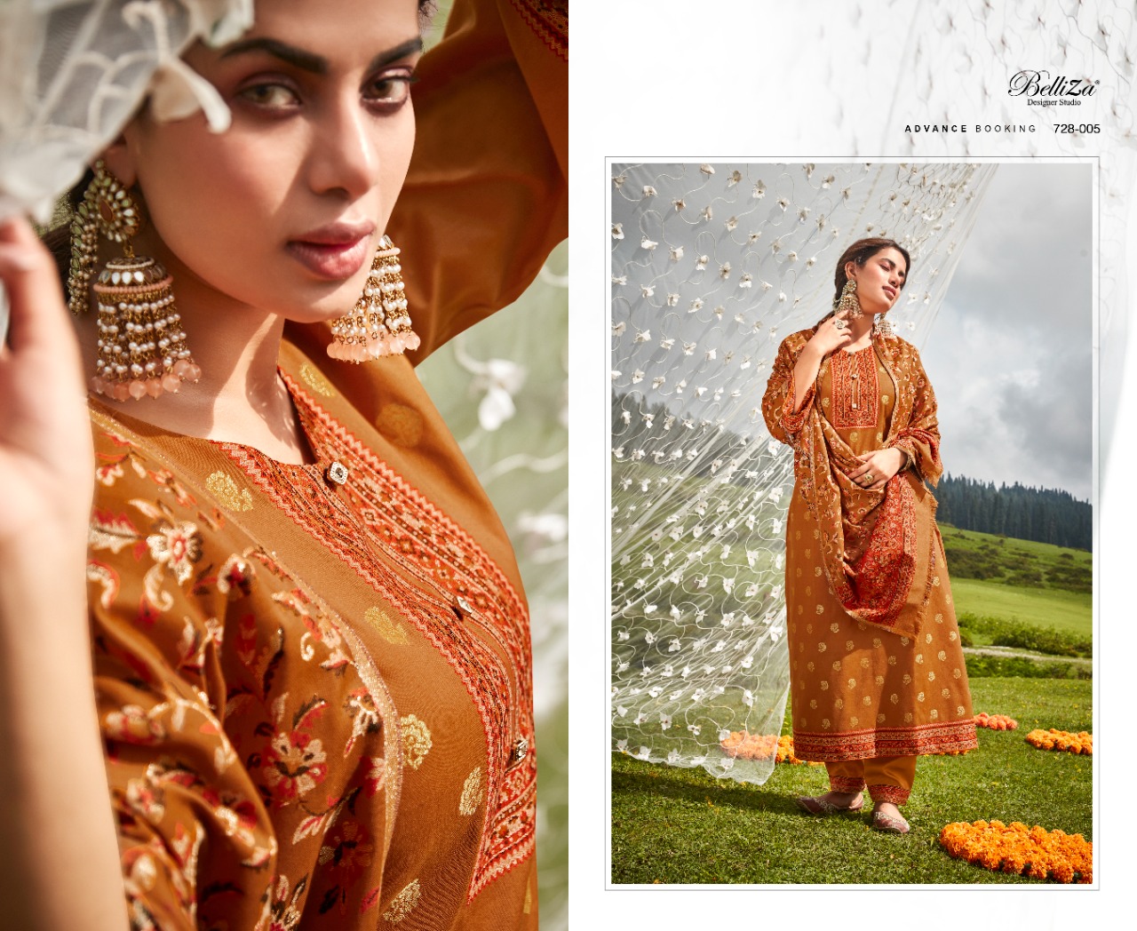 BELLIZA DESIGNER STUDIO IZAARA WOOLEN PASHMINA FANCY WORK SUIT