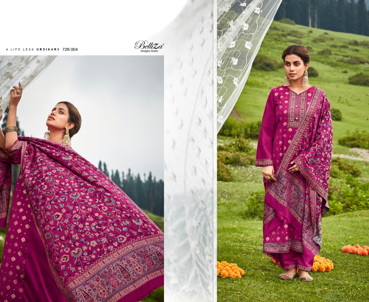 BELLIZA DESIGNER STUDIO IZAARA WOOLEN PASHMINA FANCY WORK SUIT