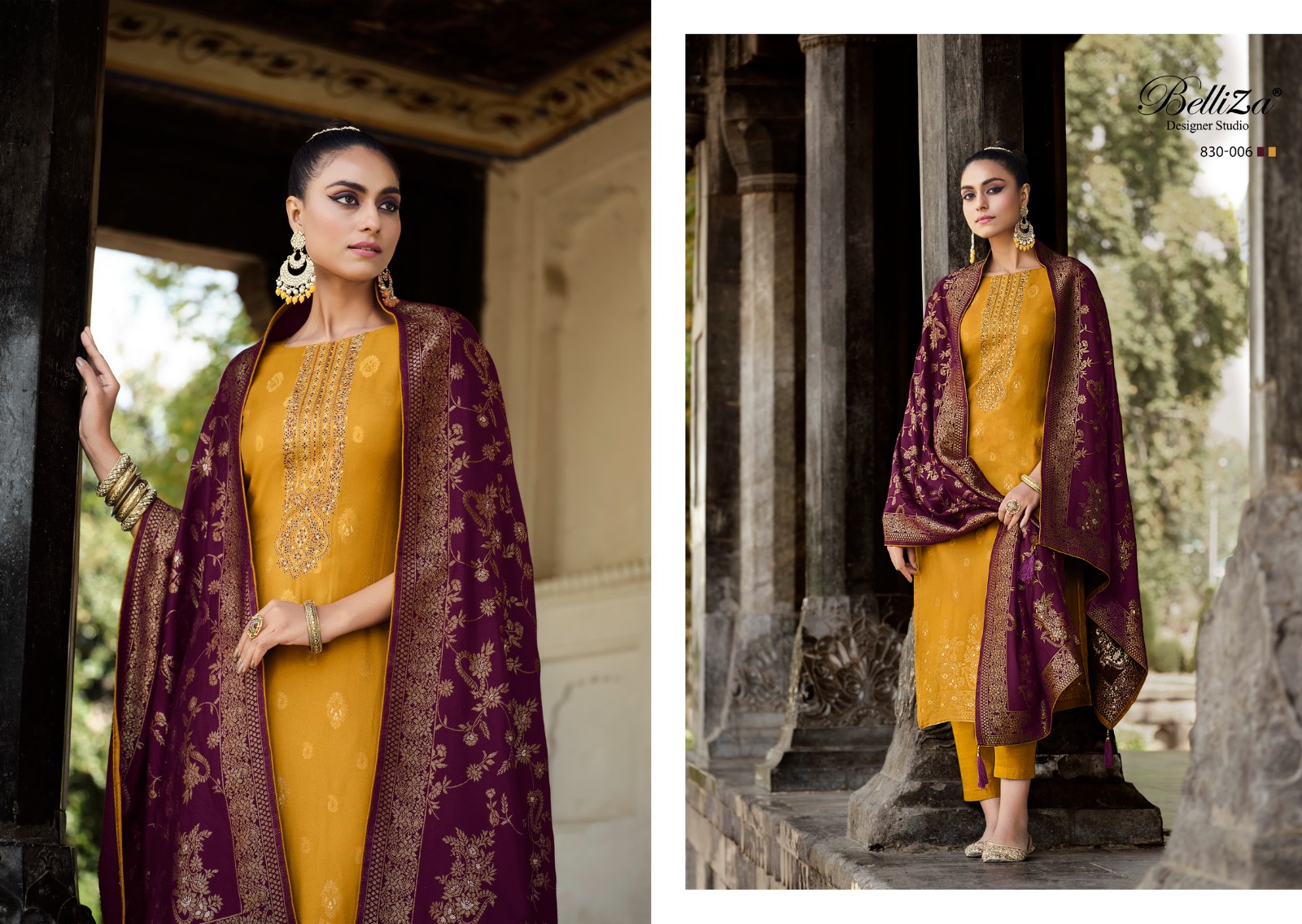 BELLIZA DESIGNER STUDIO IZHAAR PASHMINA JACQUARD DESIGNER SUIT 