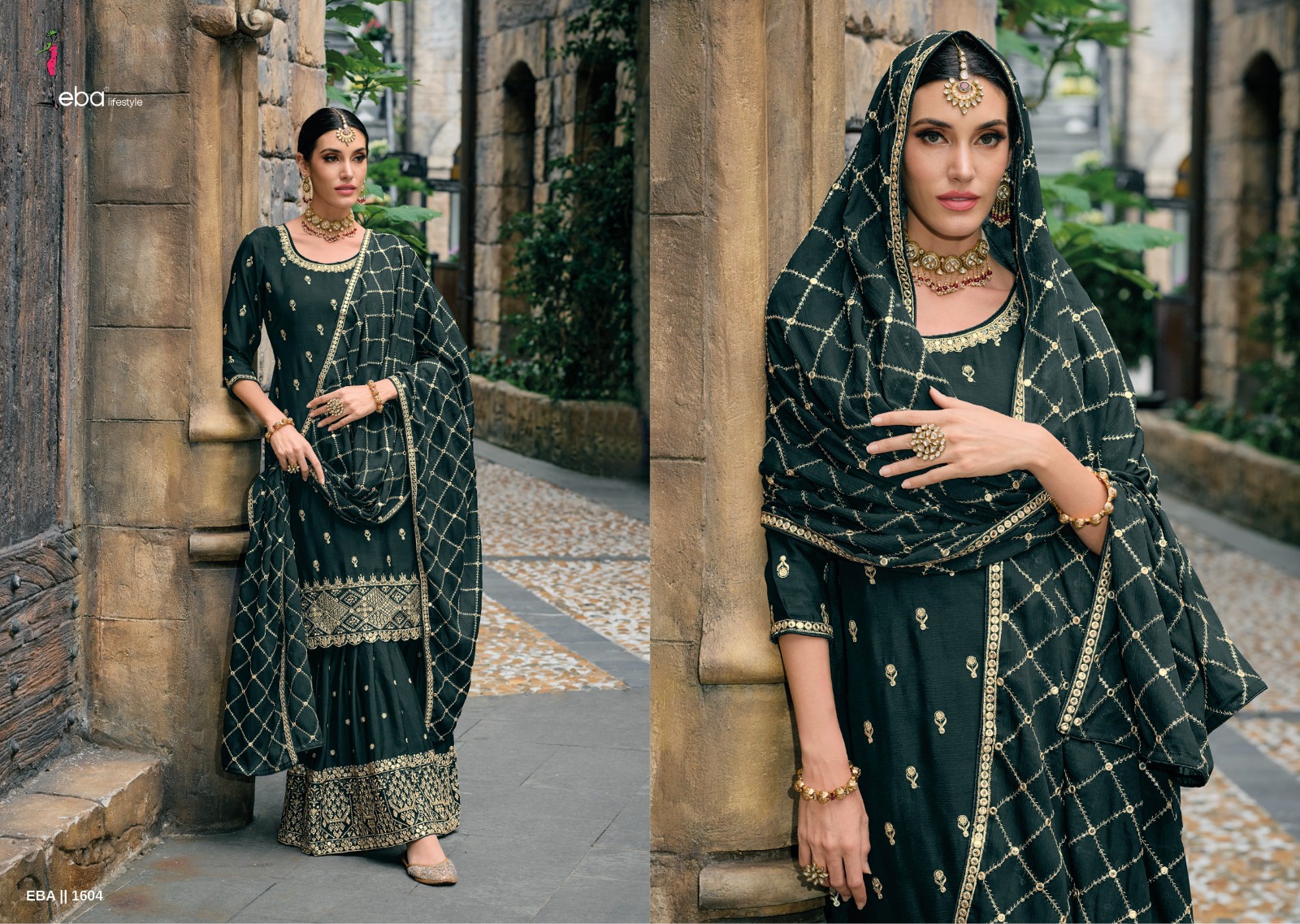 Eba Lifestyle Jugani Heavy Chinon With Embroidery Designer Work Suits Wholesaler Surat