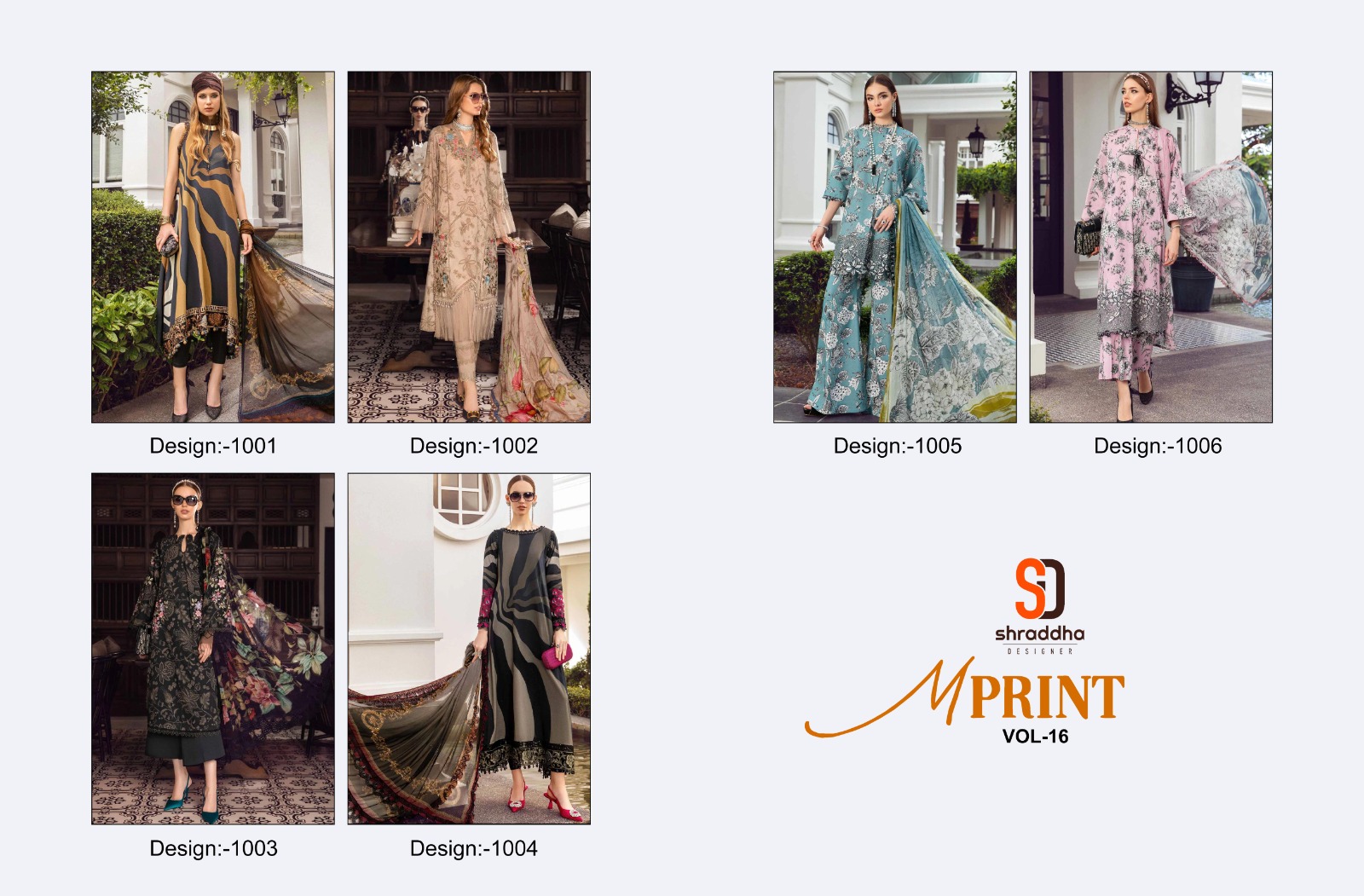Sharaddha Designer  M Print Vol 16 Lawn Cotton Printed With Patch Embroidery Salwar Kameez Wholesaler Surat