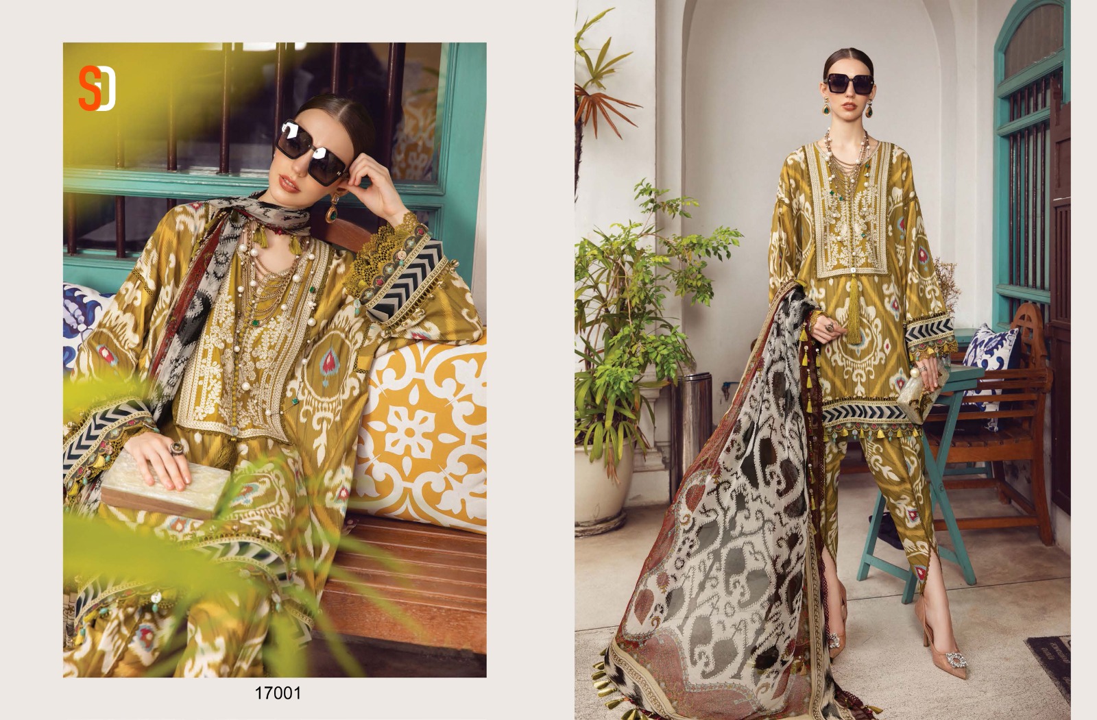 Sharaddha Designer M Print Vol 17 Lawn Cotton Printed With Heavy Patch Embroidery Salwar Kameez Wholesaler Surat