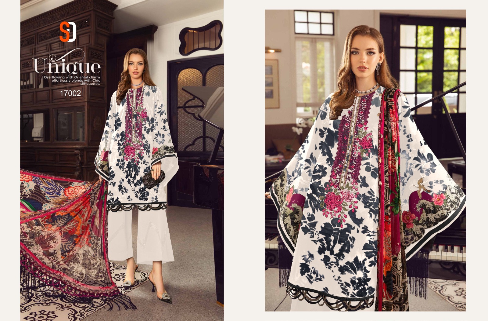 Sharaddha Designer M Print Vol 17 Lawn Cotton Printed With Heavy Patch Embroidery Salwar Kameez Wholesaler Surat