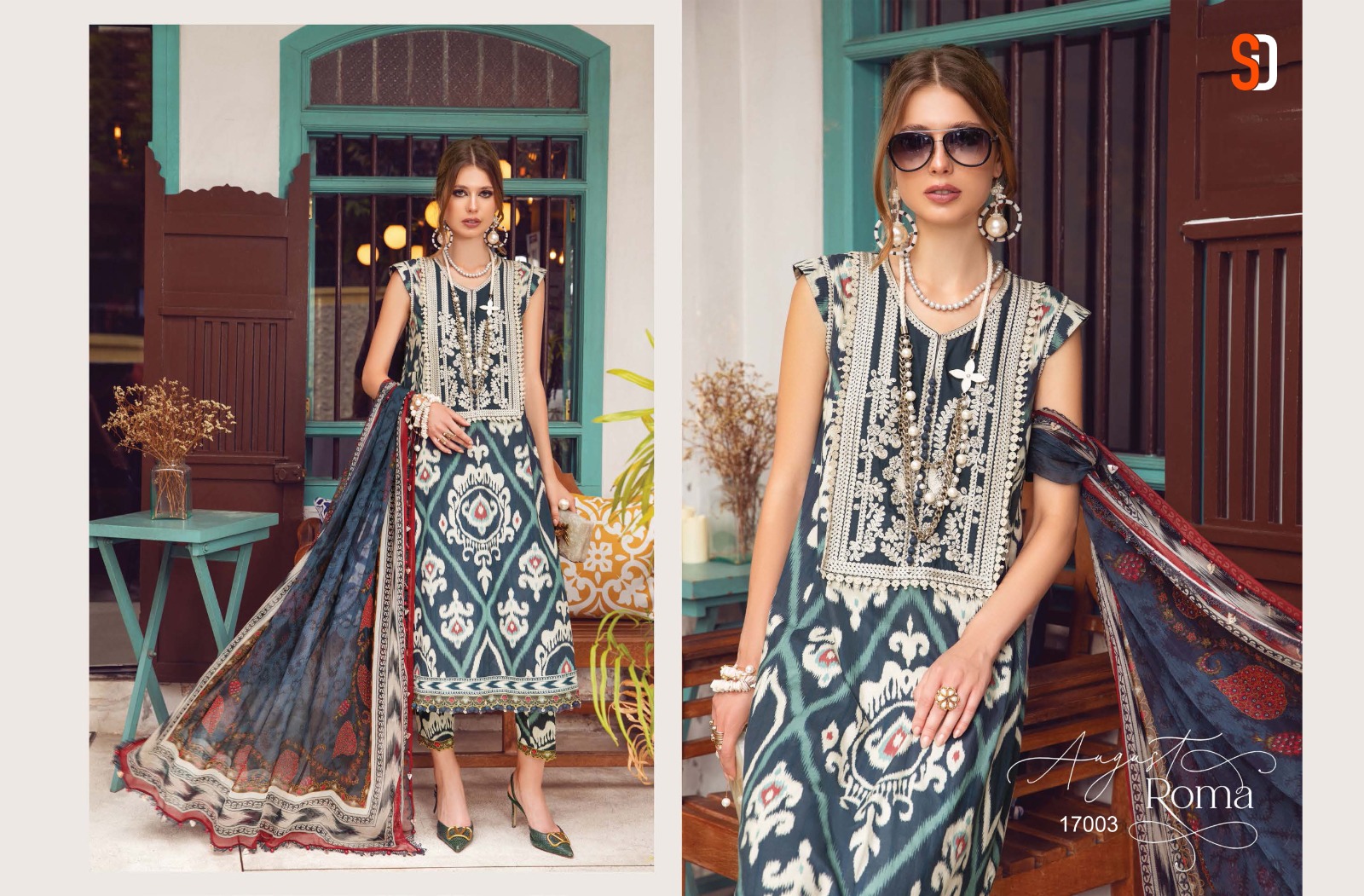 Sharaddha Designer M Print Vol 17 Lawn Cotton Printed With Heavy Patch Embroidery Salwar Kameez Wholesaler Surat