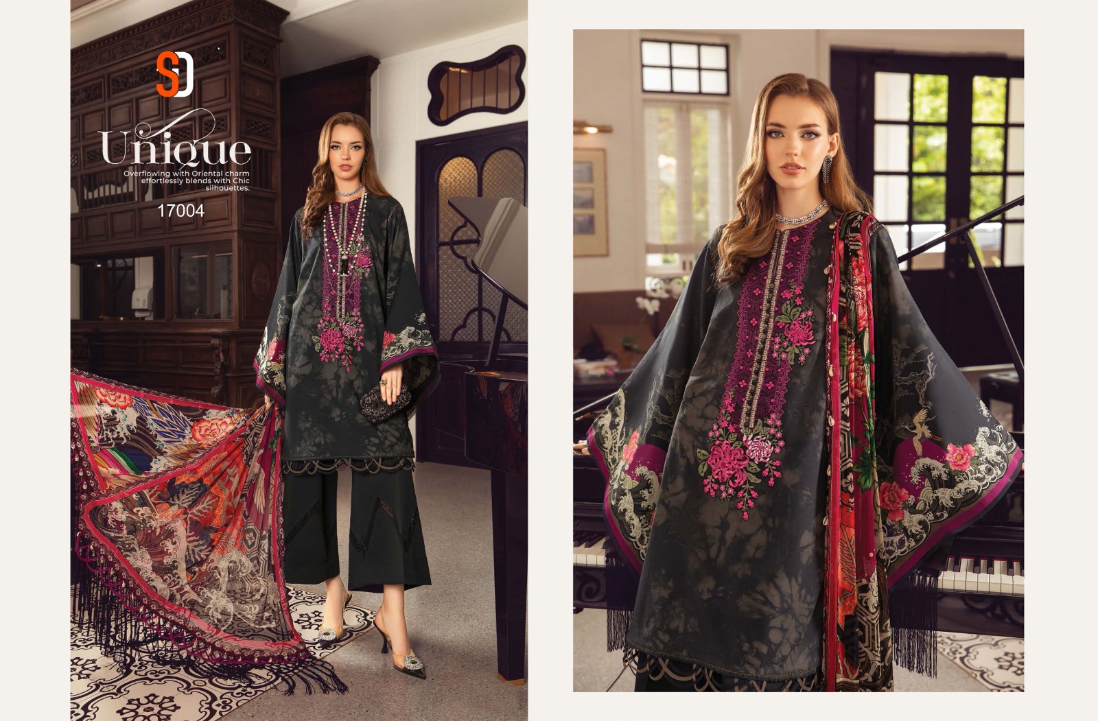 Sharaddha Designer M Print Vol 17 Lawn Cotton Printed With Heavy Patch Embroidery Salwar Kameez Wholesaler Surat