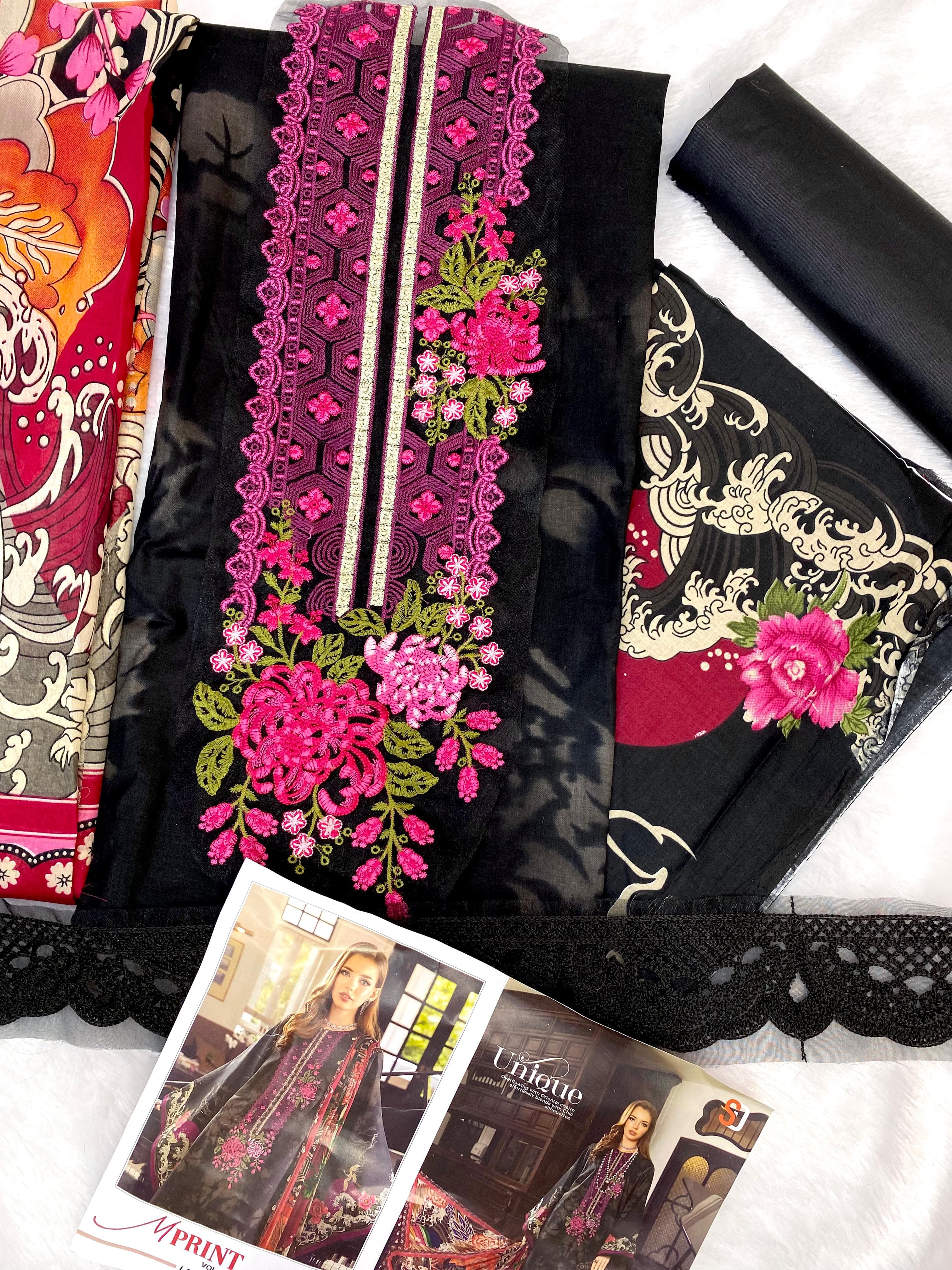 Sharaddha Designer M Print Vol 17 Lawn Cotton Printed With Heavy Patch Embroidery Salwar Kameez Wholesaler Surat