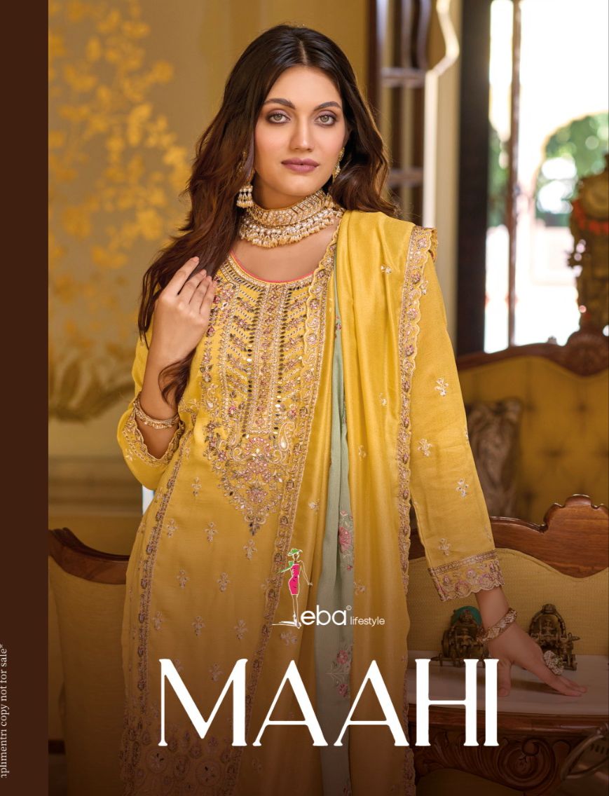 Eba Lifstyle Maahi Silk With Fancy Embroidery Designer Ready Made Suits Wholesaler Surat