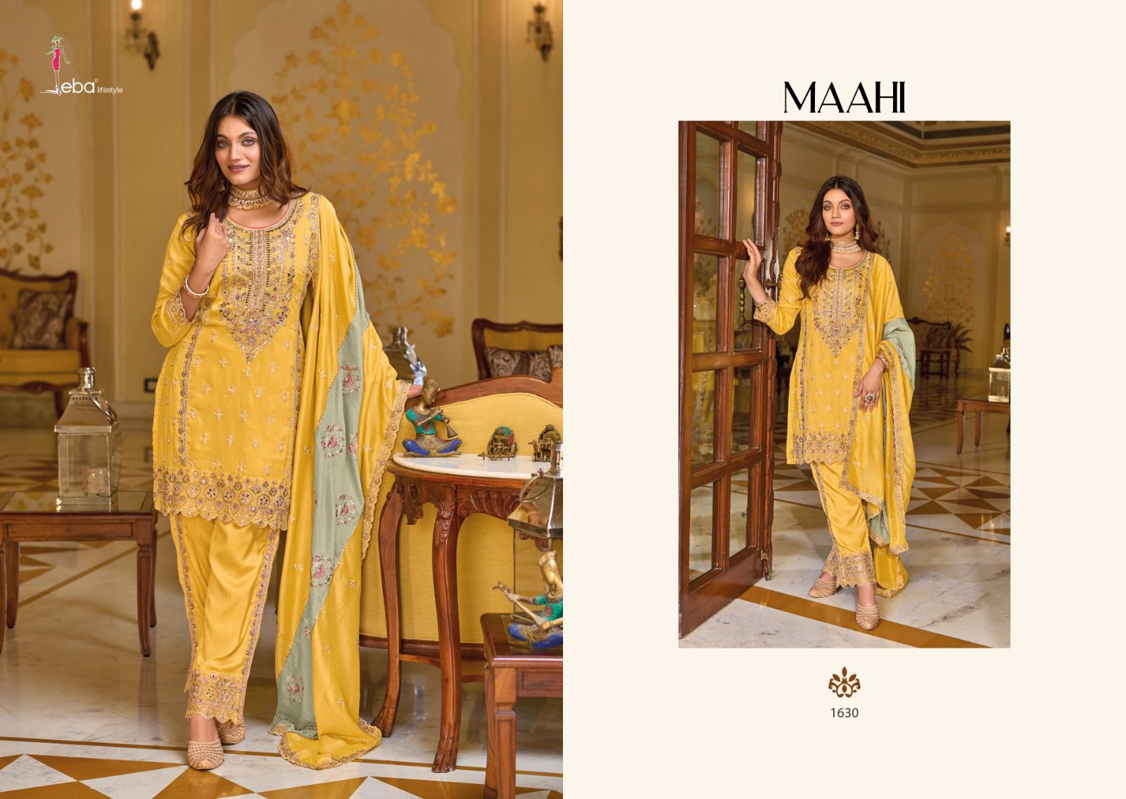 Eba Lifstyle Maahi Silk With Fancy Embroidery Designer Ready Made Suits Wholesaler Surat