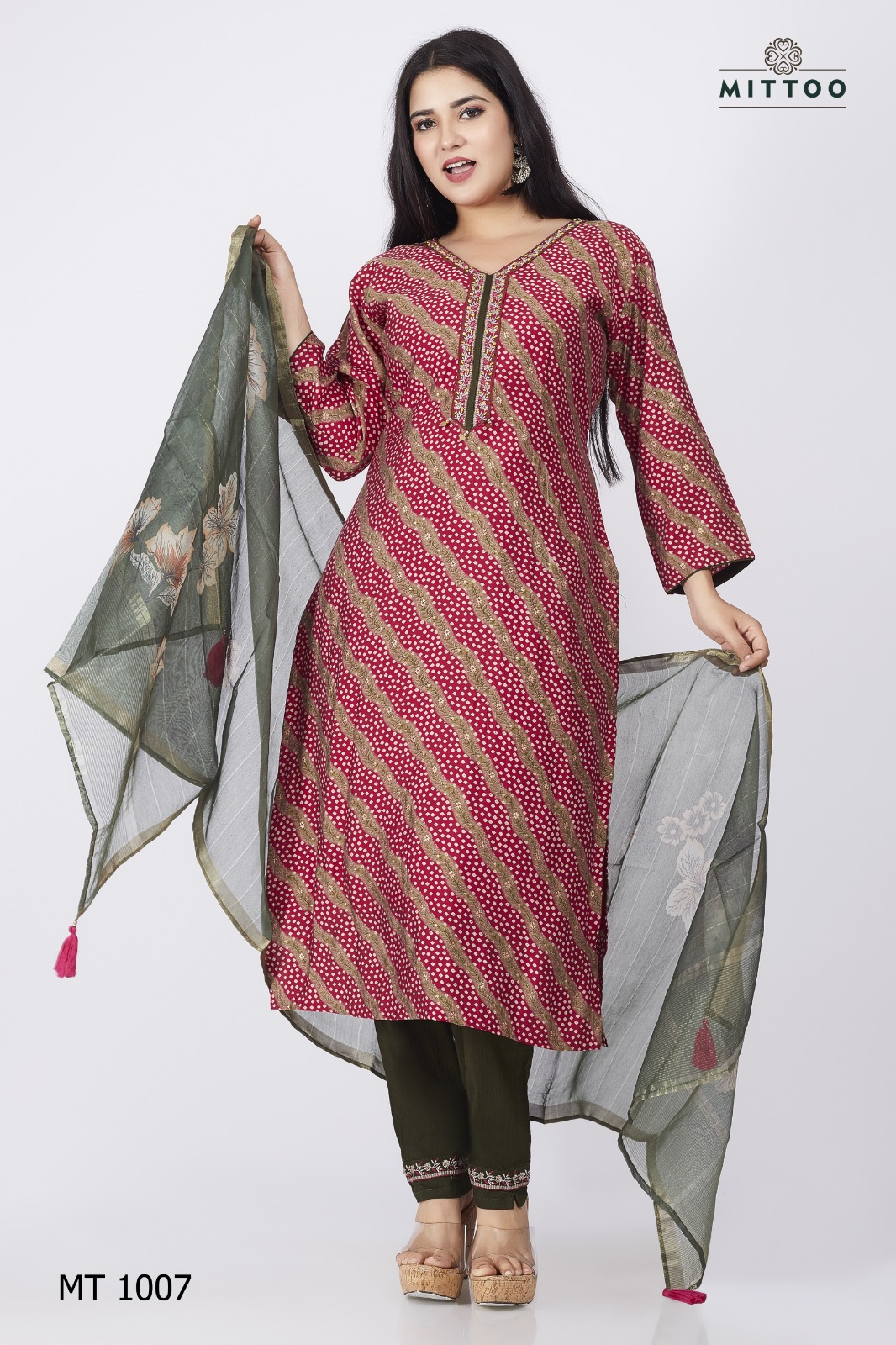 Mittoo Pick & Choose Collection Modal Print With Designer Fancy Kurti Combo Set Wholesaler Surat
