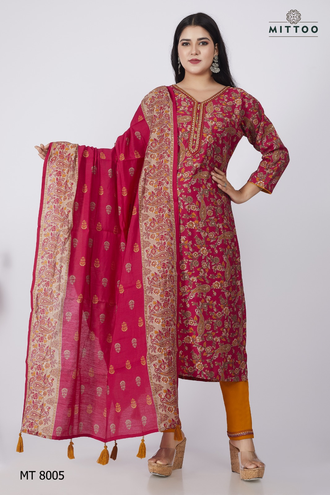 Mittoo Pick & Choose Collection Modal Print With Designer Fancy Kurti Combo Set Wholesaler Surat
