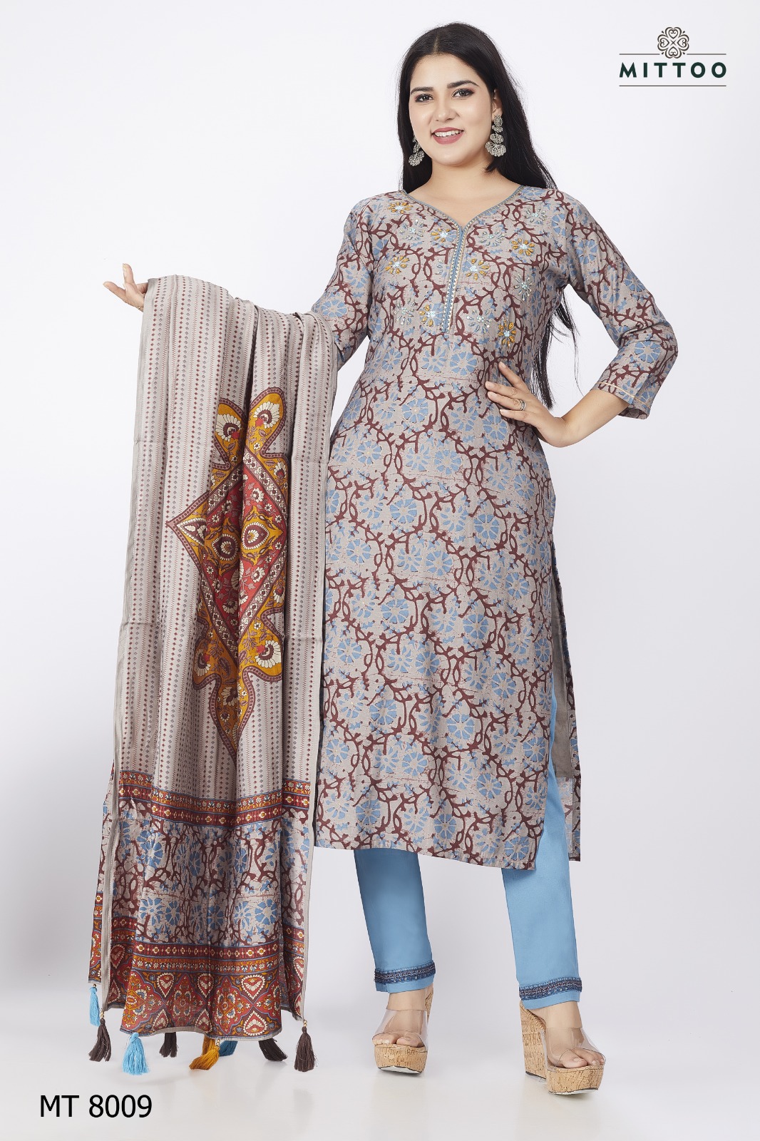 Mittoo Pick & Choose Collection Modal Print With Designer Fancy Kurti Combo Set Wholesaler Surat