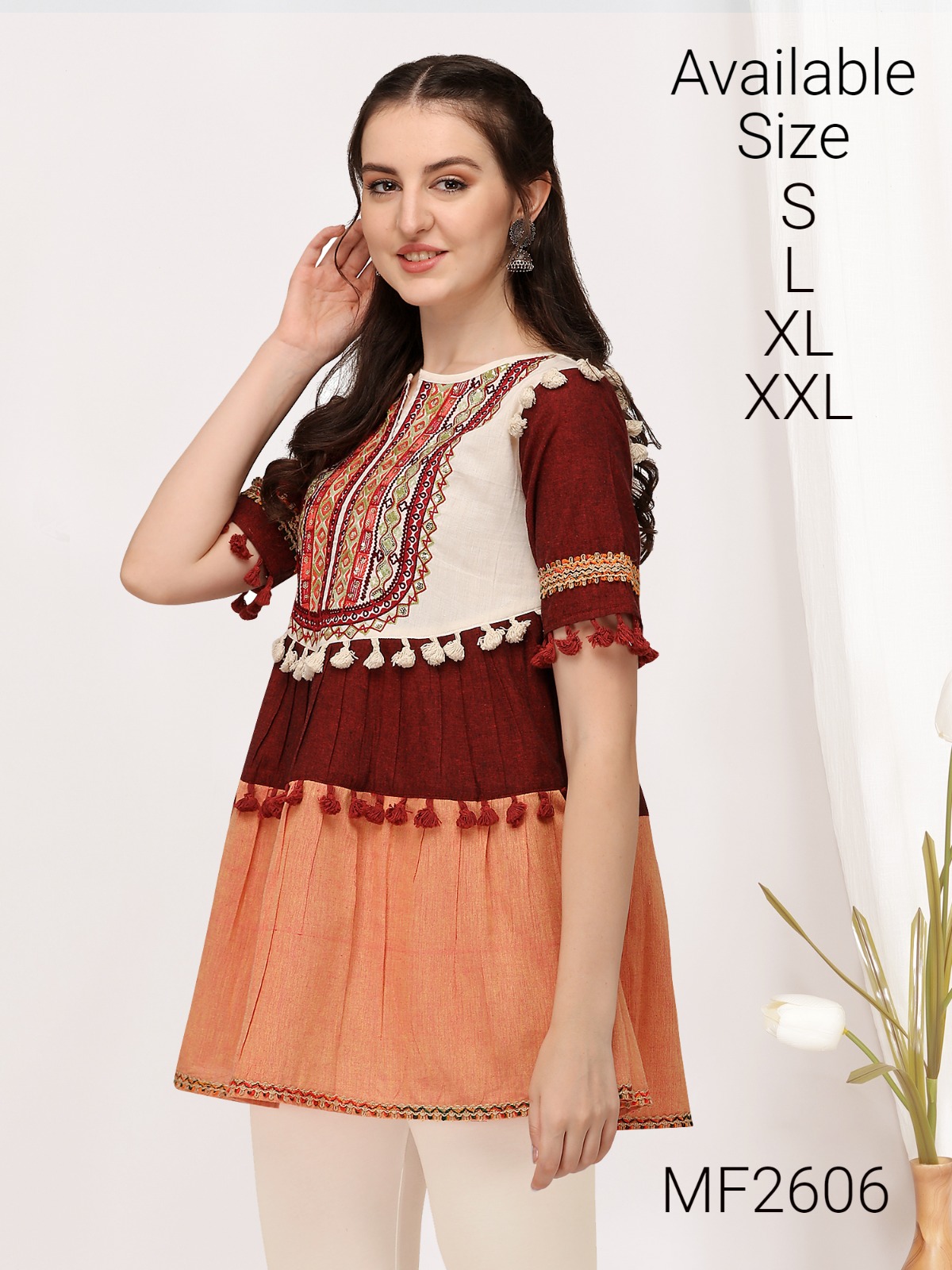 Mesmora Navrang Cotton Long Kedia Tops At Best Wholesale Rate Surat
