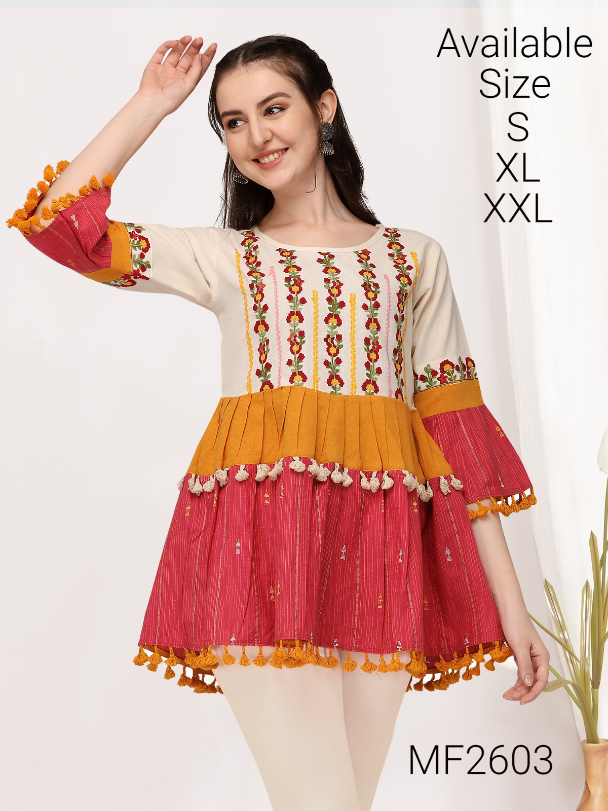 Mesmora Navrang Cotton Long Kedia Tops At Best Wholesale Rate Surat