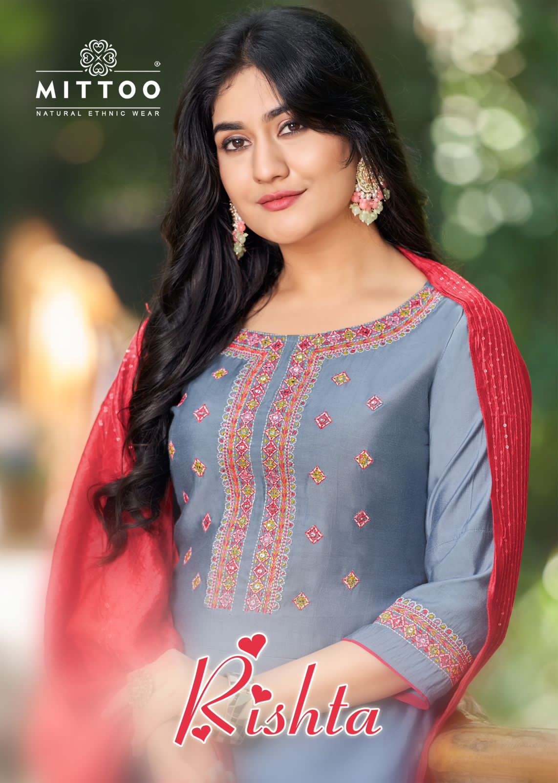 Mittoo Rista Rayon Weaving Fancy Hand Works Kurti Combo Set Wholesaler Surat