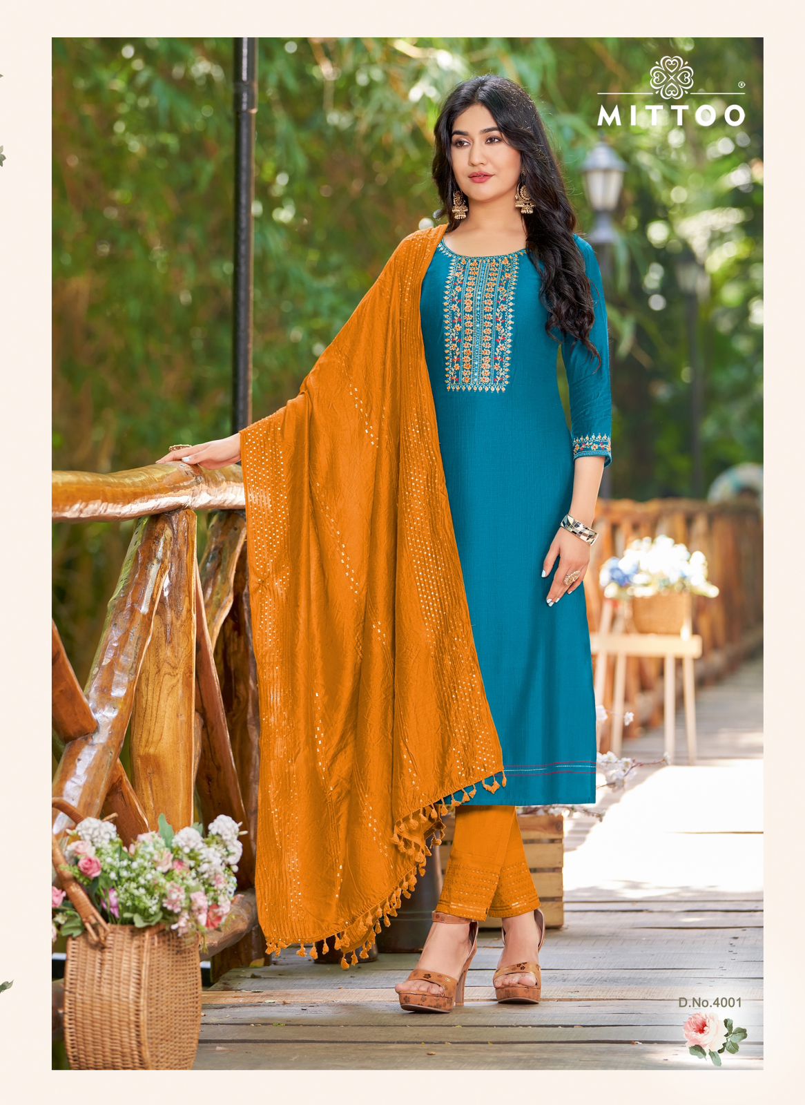 Mittoo Rista Rayon Weaving Fancy Hand Works Kurti Combo Set Wholesaler Surat
