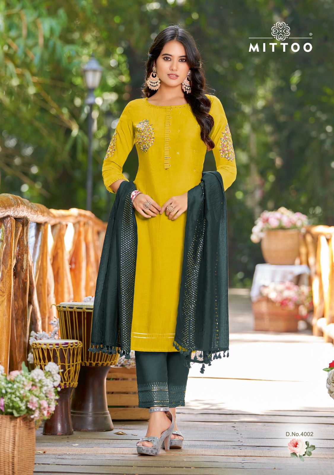 Mittoo Rista Rayon Weaving Fancy Hand Works Kurti Combo Set Wholesaler Surat