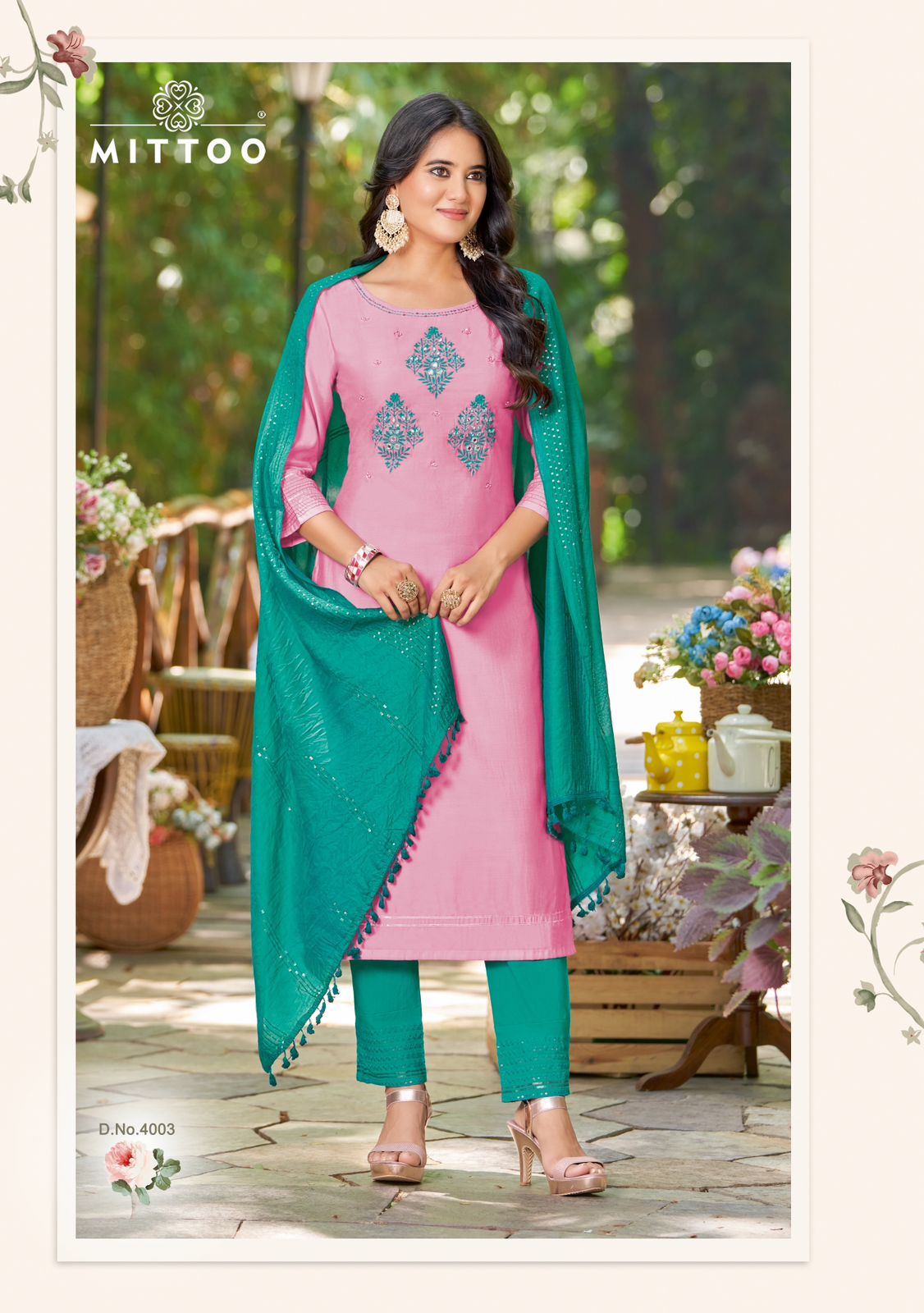 Mittoo Rista Rayon Weaving Fancy Hand Works Kurti Combo Set Wholesaler Surat