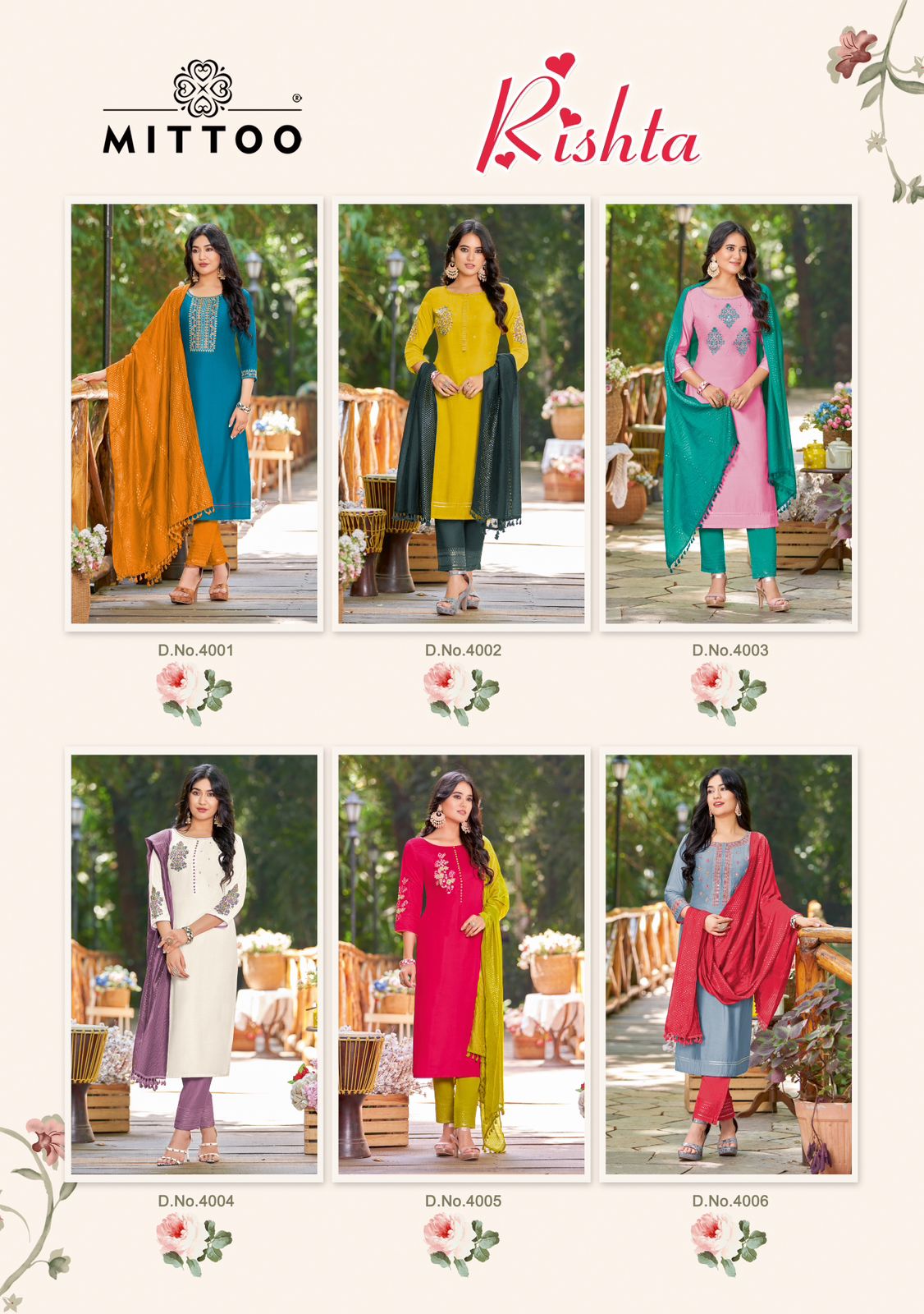 Mittoo Rista Rayon Weaving Fancy Hand Works Kurti Combo Set Wholesaler Surat