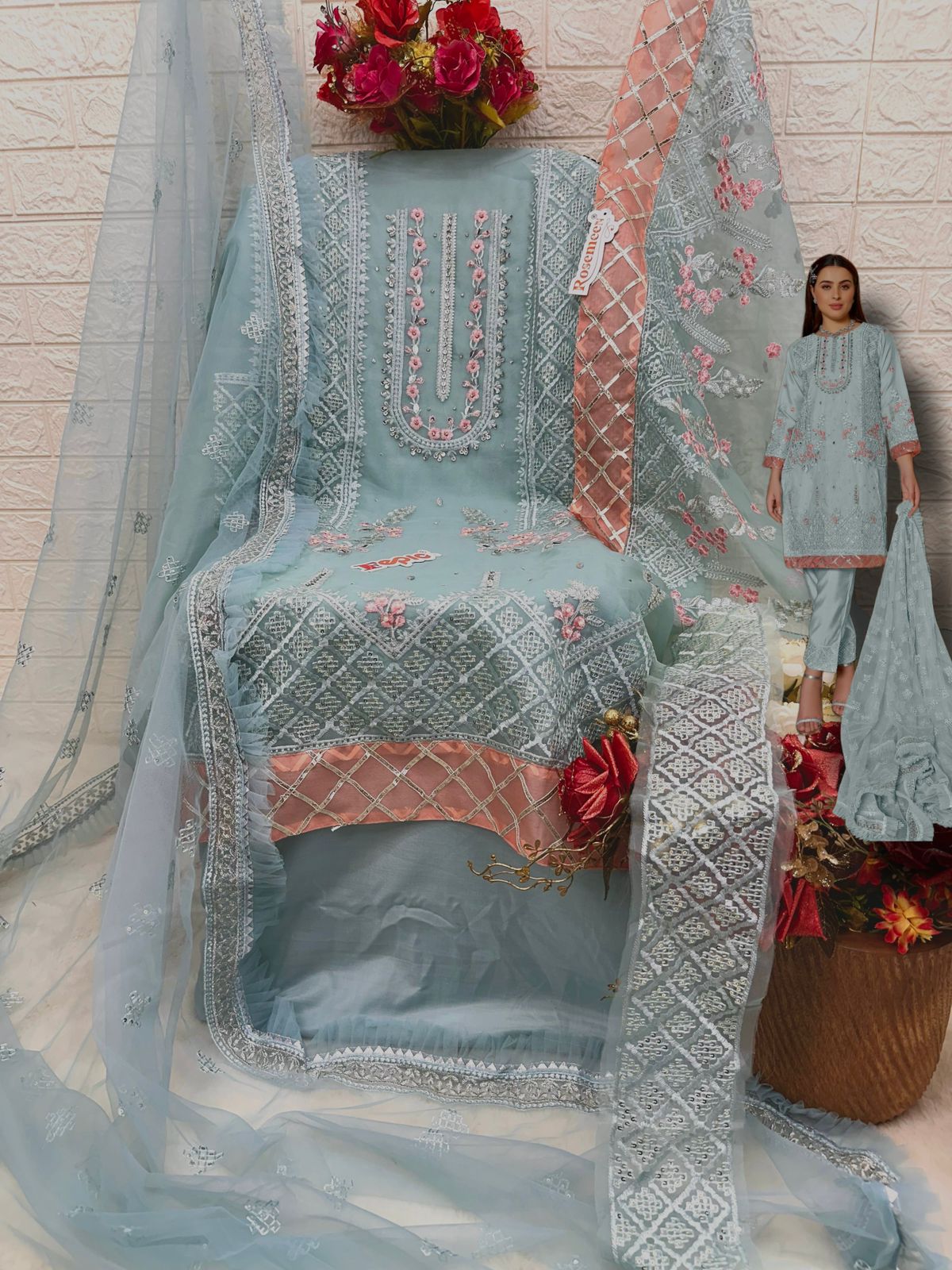 FEPIC ROSEMEEN C 1669 ORGANZA BEAUTIFUL DESIGNER SUIT