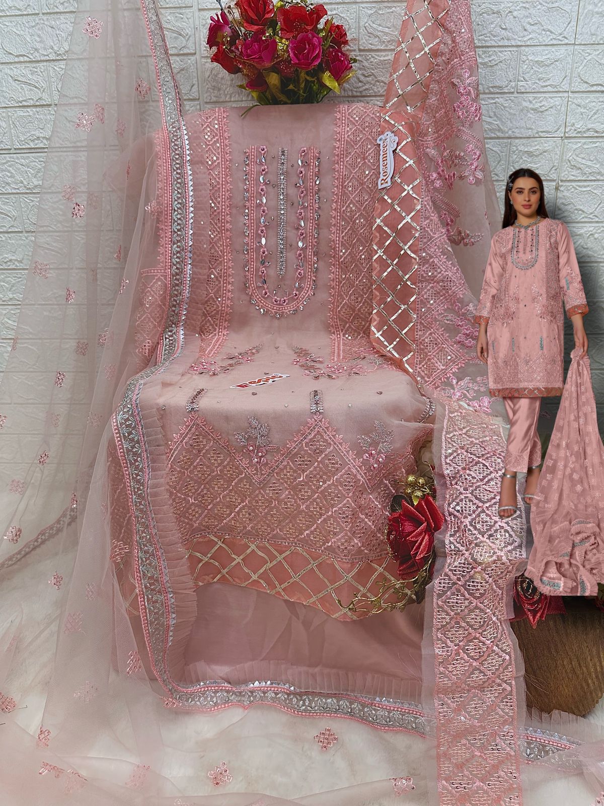 FEPIC ROSEMEEN C 1669 ORGANZA BEAUTIFUL DESIGNER SUIT