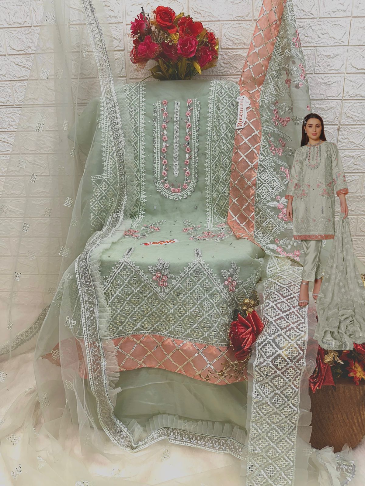 FEPIC ROSEMEEN C 1669 ORGANZA BEAUTIFUL DESIGNER SUIT