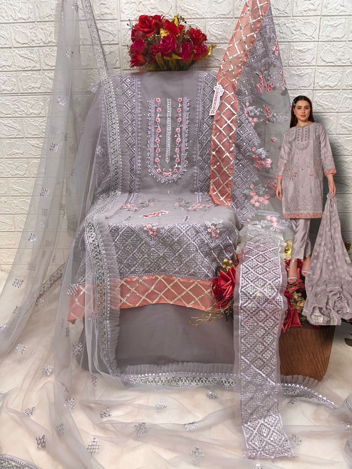 FEPIC ROSEMEEN C 1669 ORGANZA BEAUTIFUL DESIGNER SUIT