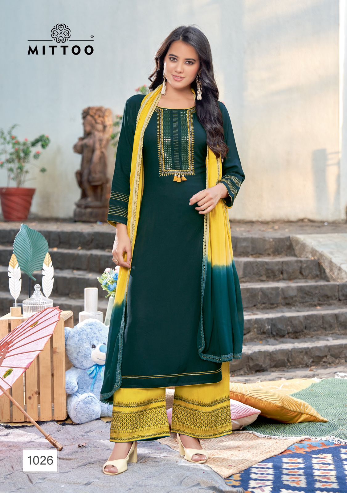 Mittoo Saara Vol 3 Rayon Fancy Designer Kurti With Plazzo & Chiffon Dupatta Combo Wholesaler Surat