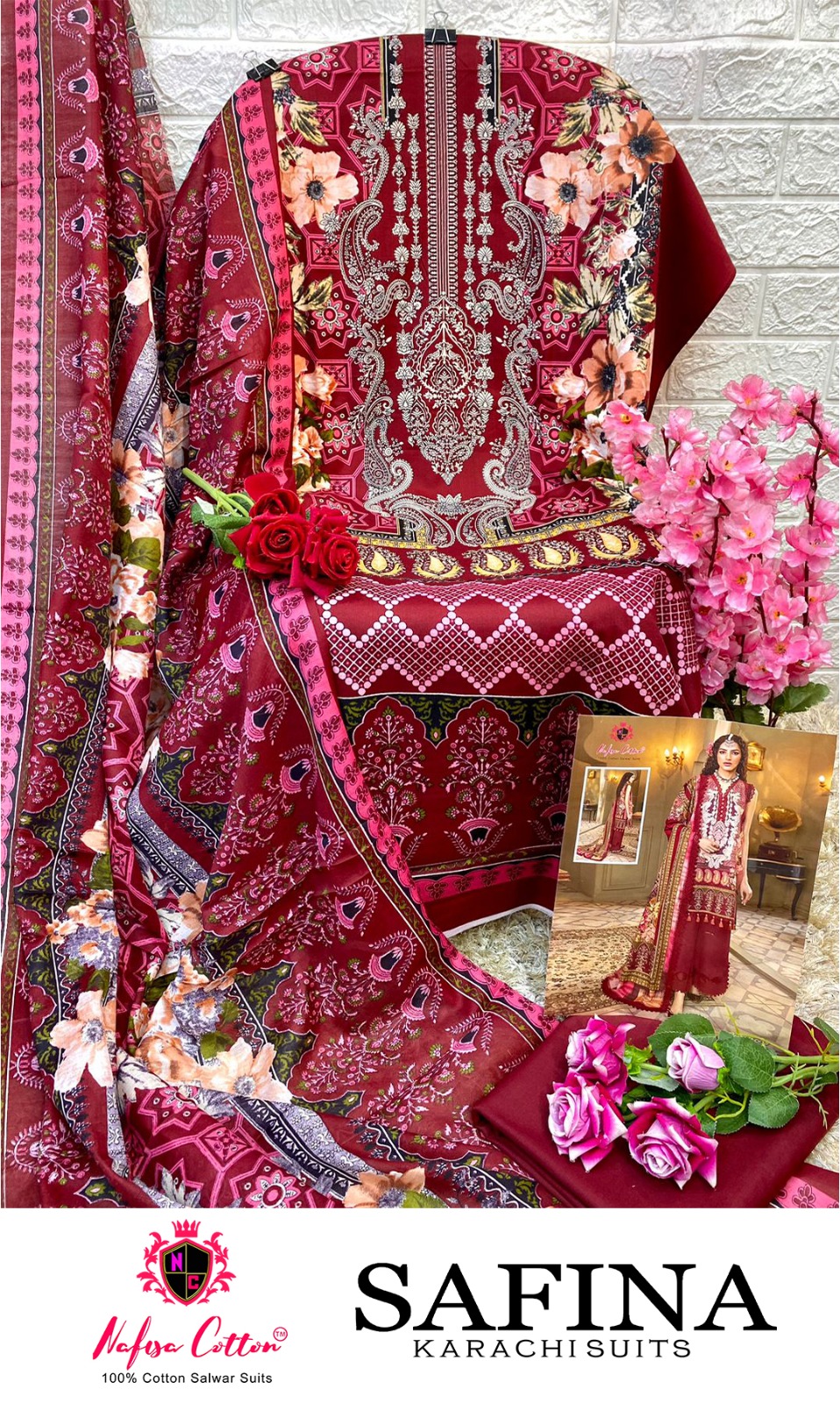NAFISA COTTON SAFINA DIGITAL PRINT SUITS 