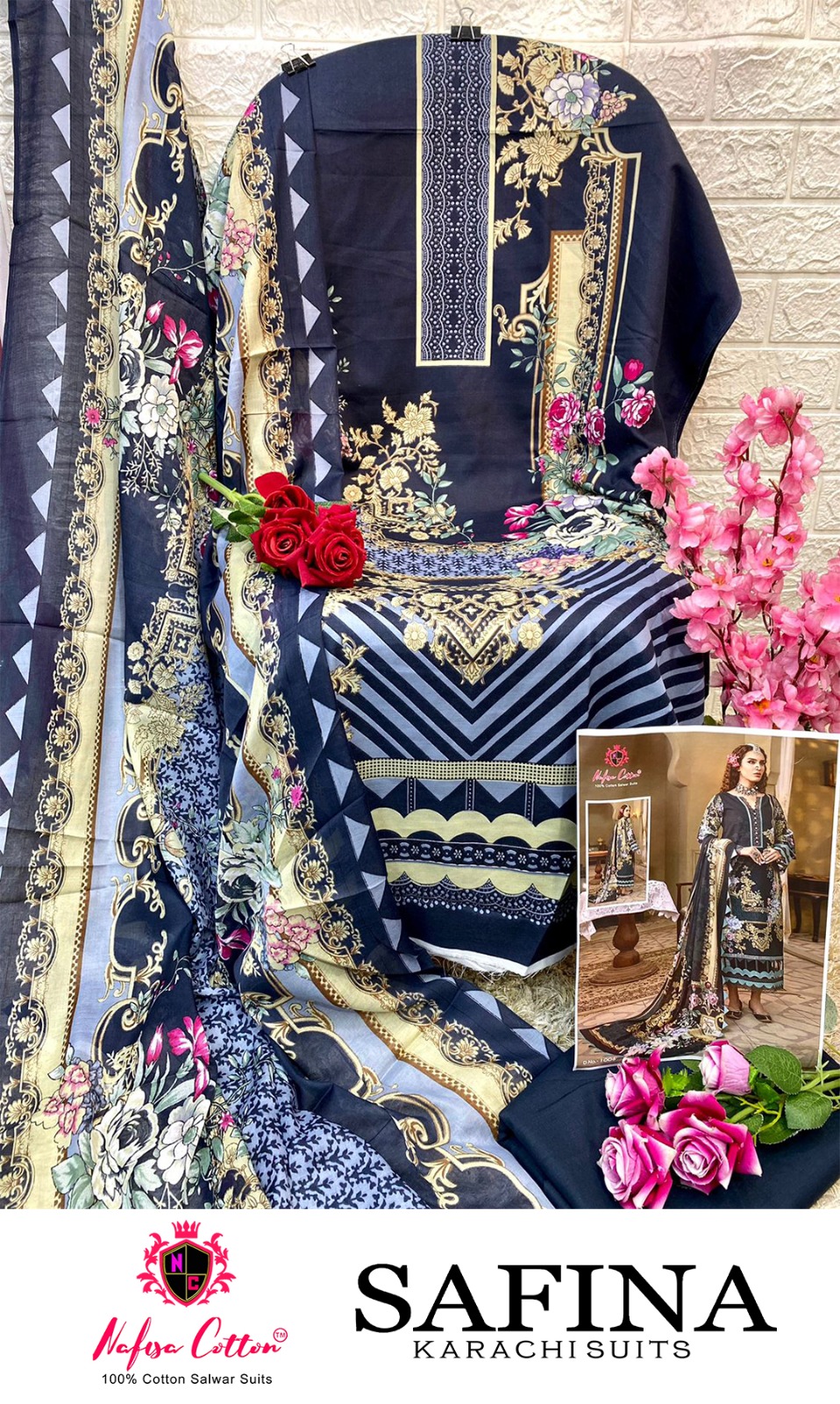 NAFISA COTTON SAFINA DIGITAL PRINT SUITS 
