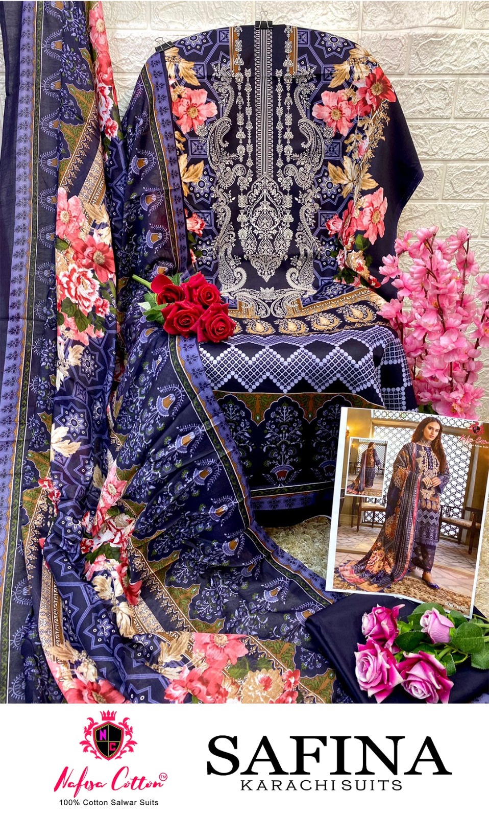 NAFISA COTTON SAFINA DIGITAL PRINT SUITS 