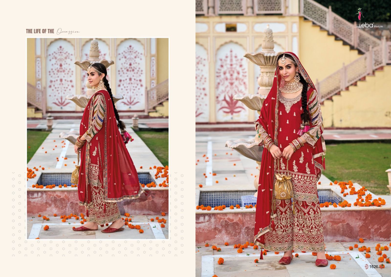 Eba Lifestyle Sangini Silk With Heavy Embroidery Designer Ready Made Plazzo Suits Wholesaler Surat