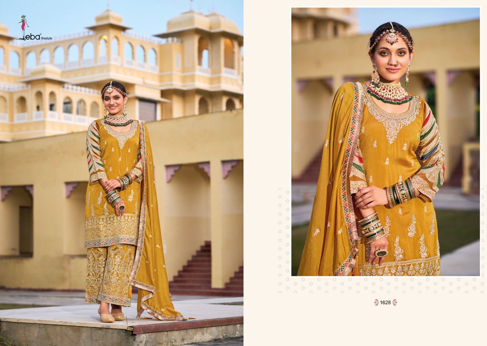 Eba Lifestyle Sangini Silk With Heavy Embroidery Designer Ready Made Plazzo Suits Wholesaler Surat