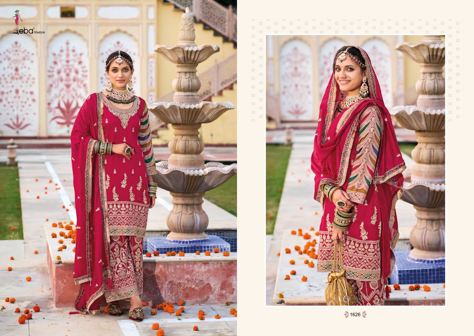 Eba Lifestyle Sangini Silk With Heavy Embroidery Designer Ready Made Plazzo Suits Wholesaler Surat
