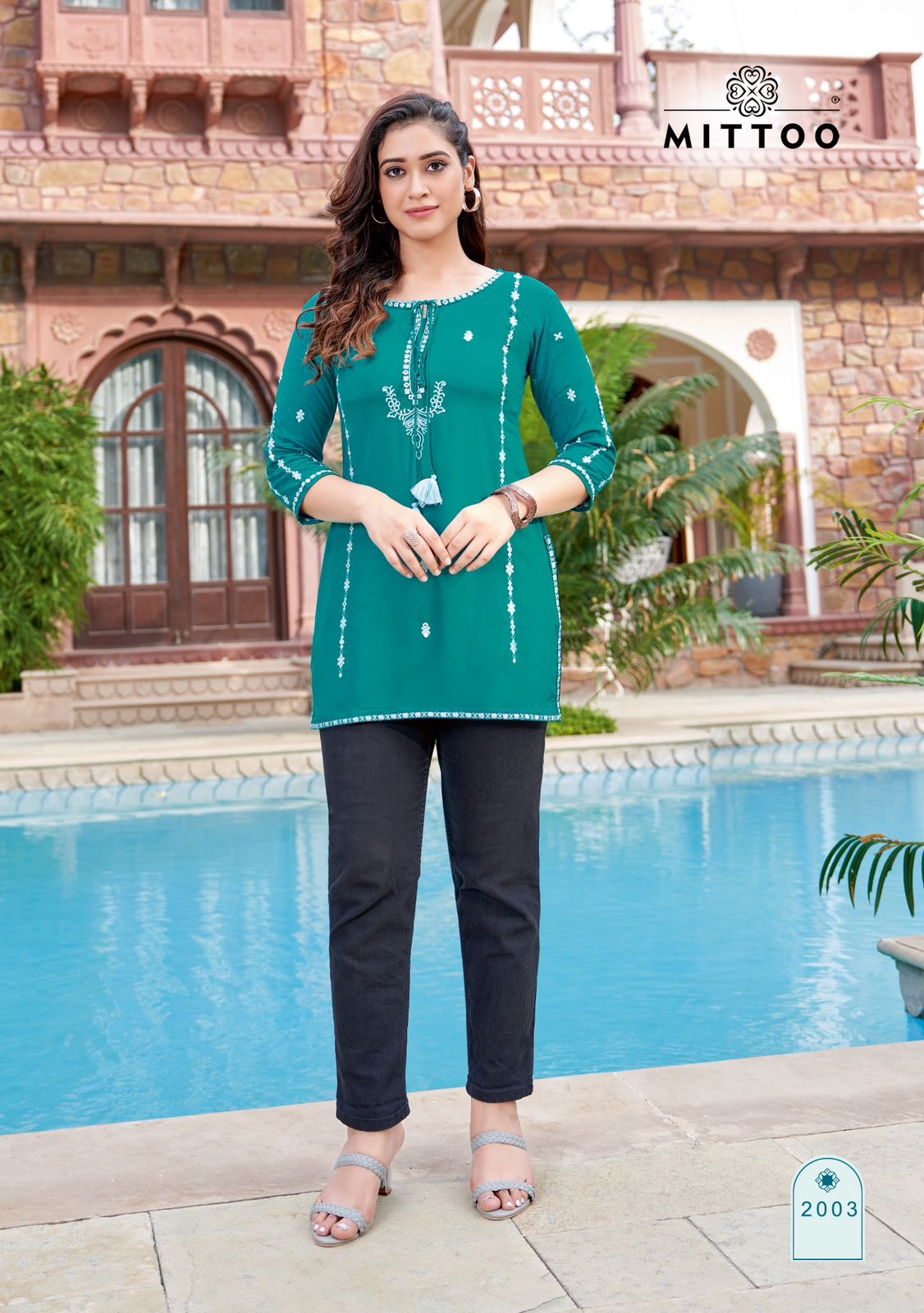 Mittoo Softy Rayon Fancy Hand Works Causal Wear Ladies Tops Wholesaler Surat
