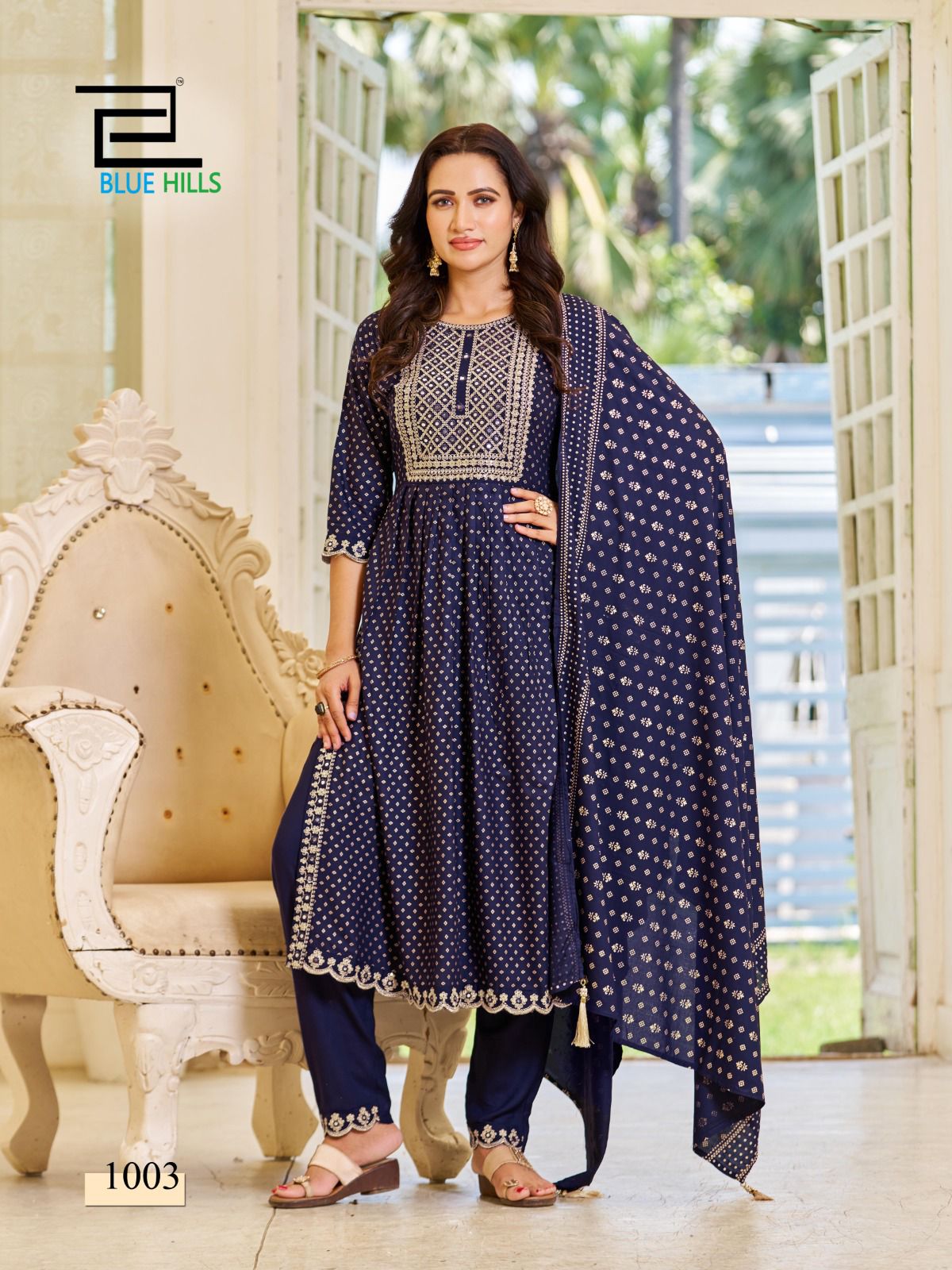 BLUE HILLS TREND CAPTURE NAIRA CUT STYLE KURTI COMBO SET 