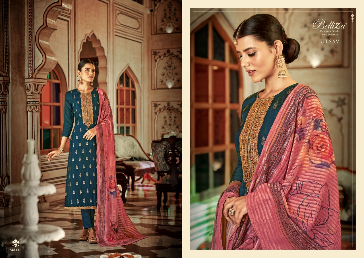 BELLIZA DESIGNER STUDIO UTSAV DOLA JACQUARD DESIGNER SUIT