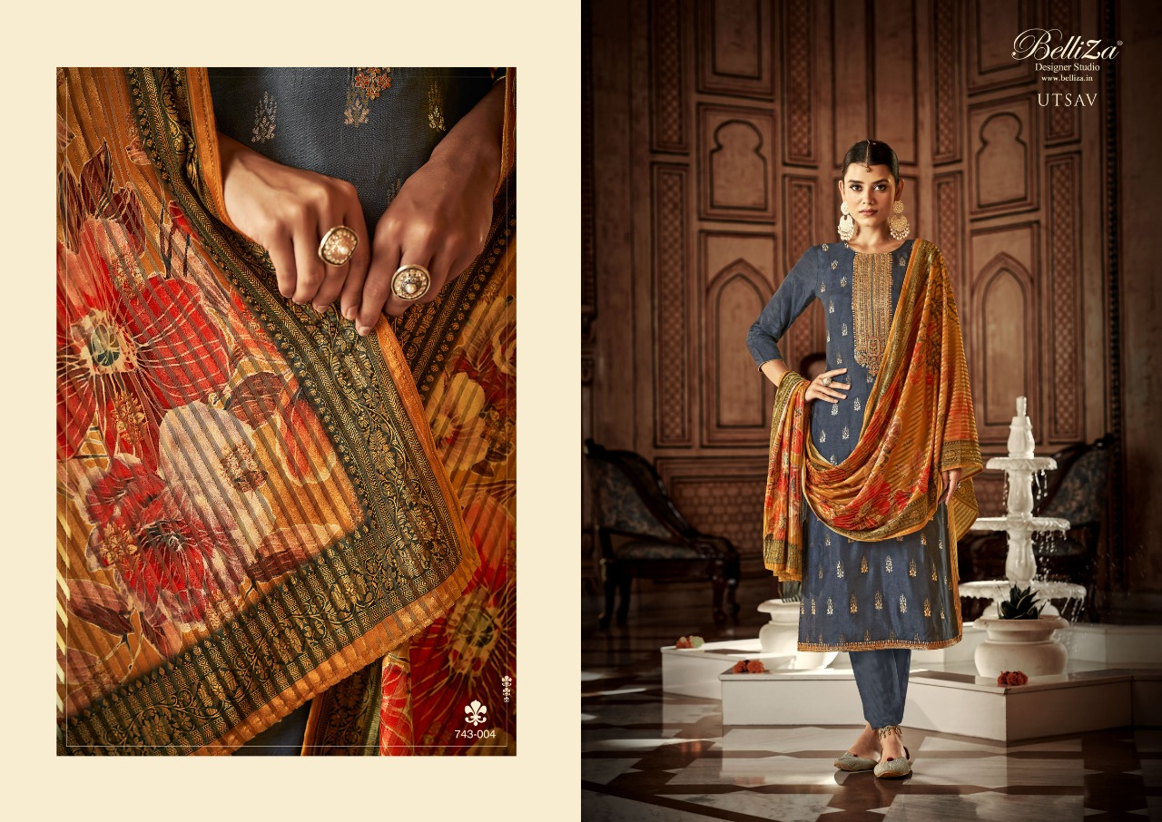 BELLIZA DESIGNER STUDIO UTSAV DOLA JACQUARD DESIGNER SUIT