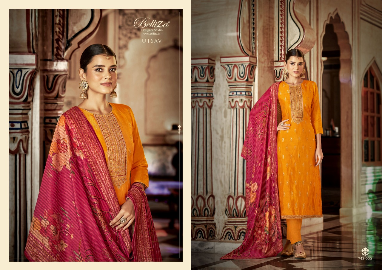 BELLIZA DESIGNER STUDIO UTSAV DOLA JACQUARD DESIGNER SUIT