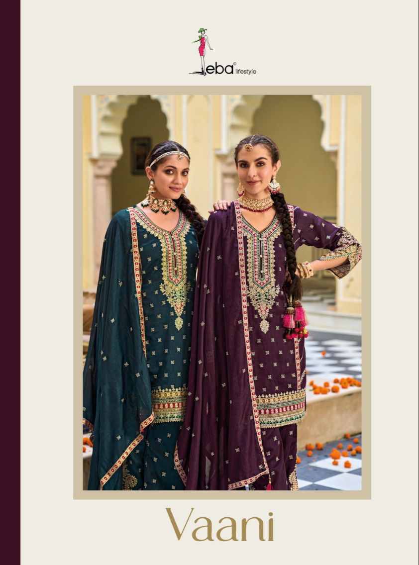 Eba Lifestyle Vaani Silk With Heavy Embroidery Designer Ready Made Suits Wholesaler Surat