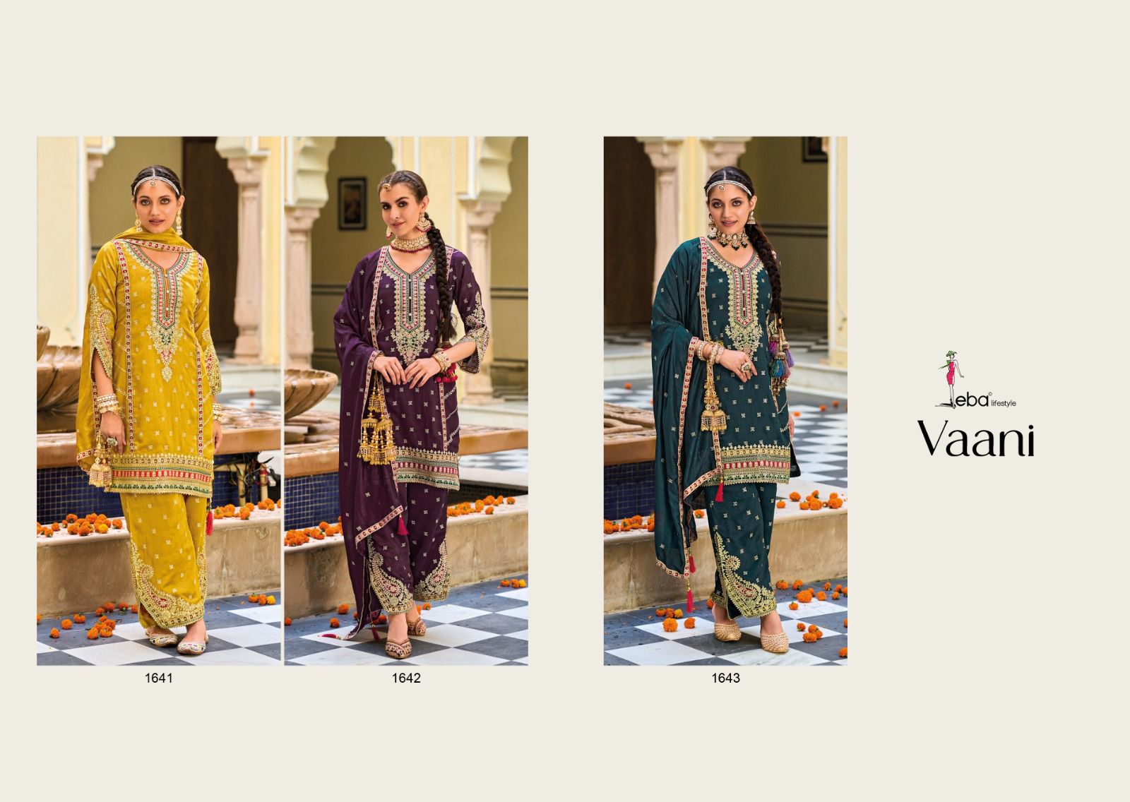 Eba Lifestyle Vaani Silk With Heavy Embroidery Designer Ready Made Suits Wholesaler Surat