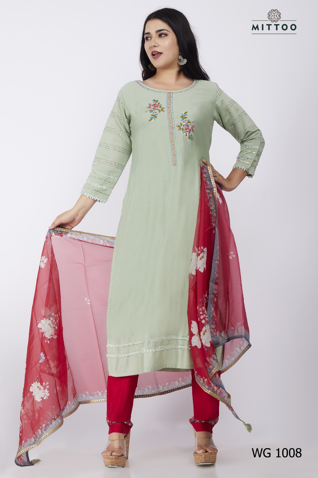 Mittoo Pick & Choose Collection Modal Print With Designer Fancy Kurti Combo Set Wholesaler Surat