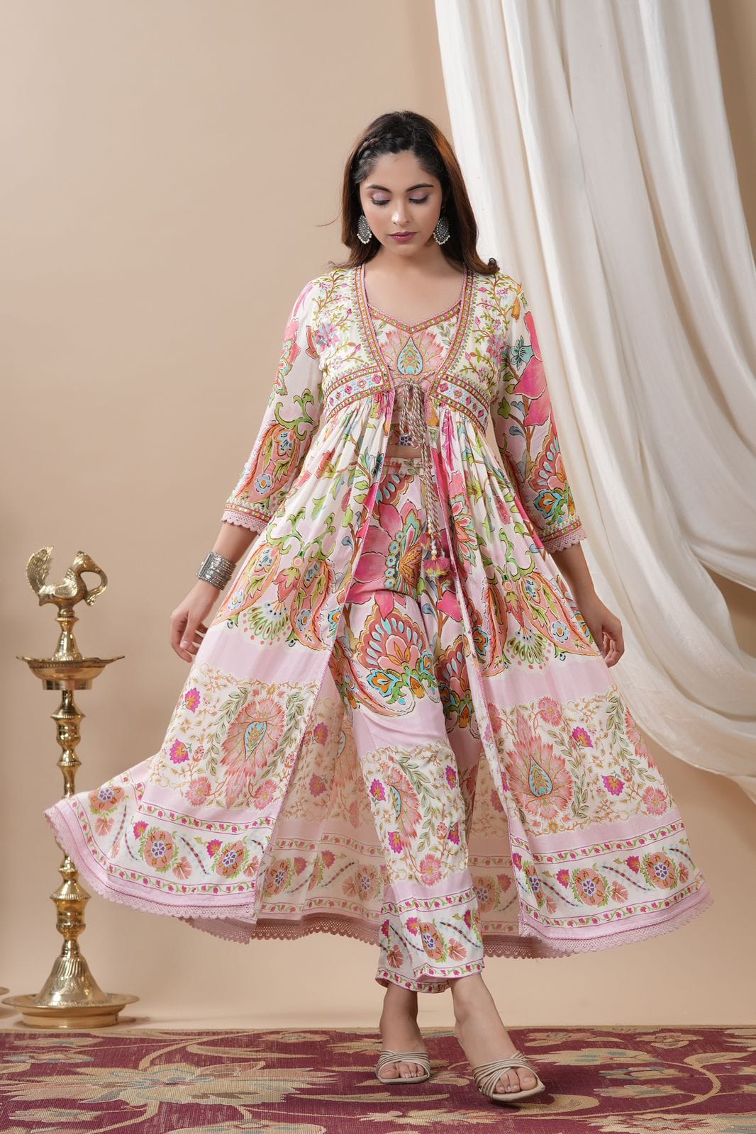 chinese dress ladies Ready to wear rajwadi printed Gown  YouNari