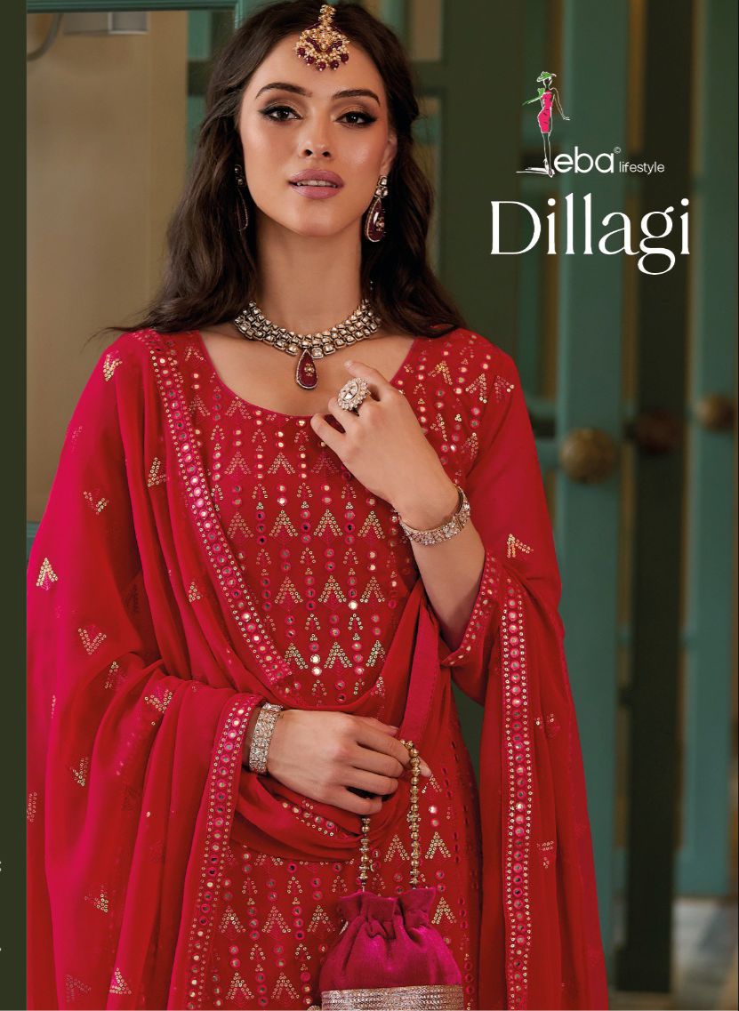 Eba Lifestyle Dillagi Blooming Georgette With Heavy Embroidery Designer Ready Made Plazzo Suits Wholesaler Surat