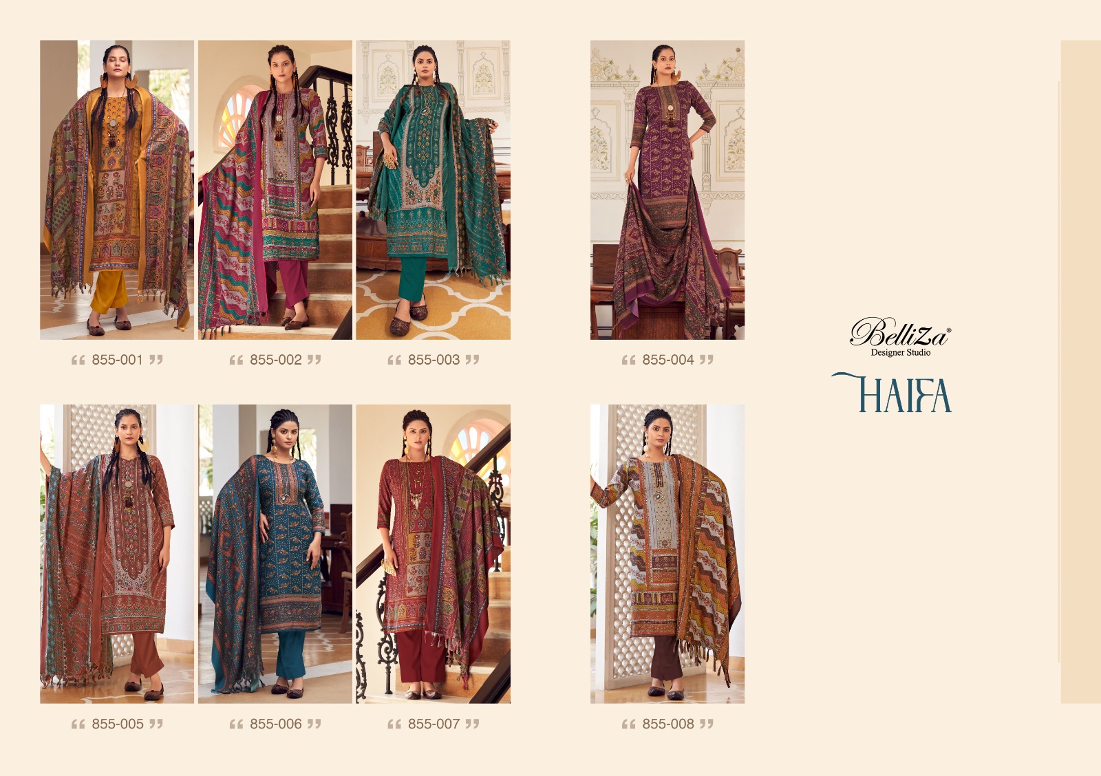 BELLIZA DESIGNER STUDIO HAIFA WINTER WEAR PASHMINA SUIT