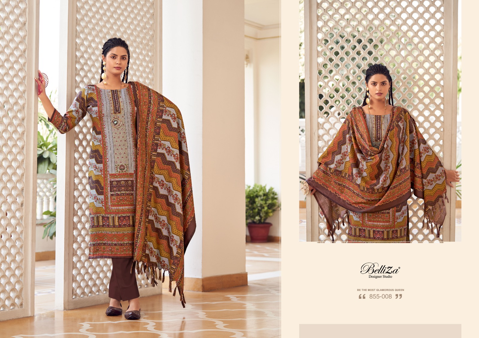 BELLIZA DESIGNER STUDIO HAIFA WINTER WEAR PASHMINA SUIT
