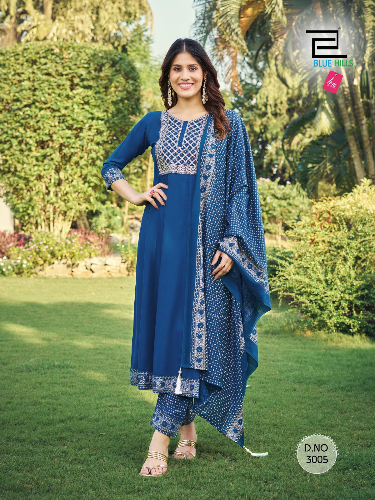 Blue Hills Jailer Vol 3 Rayon Fancy Embroidery Designer Kurti Combo Set Wholesaler Surat